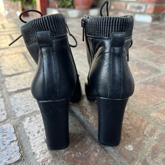 Vince Camuto Cleia Lace Up Open Toe Bootie Black Leather Size 7.5 - Picture 4 of 6